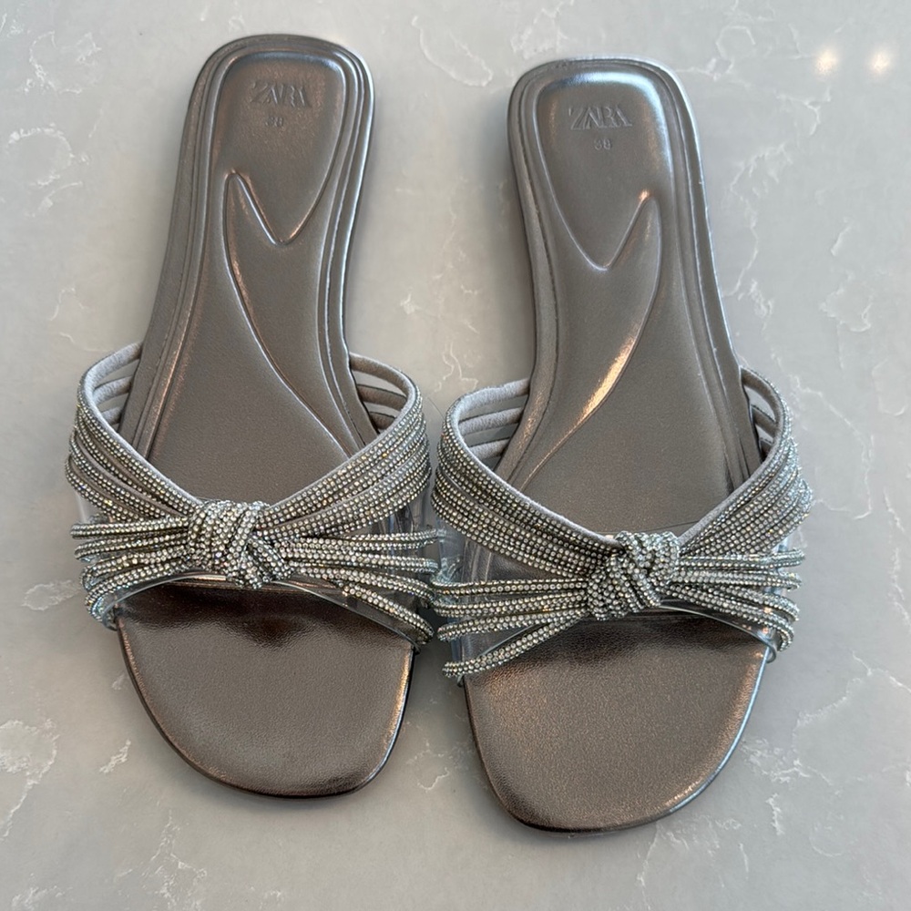 Zara Silver Women's Slide Sandals